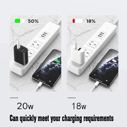 3 Pack USB C Charger Block,20W USB-C & USB-A Port Charger，for i Phone 17/16/15/14/13/12/11/X/8, i Pad and More - color: 3p black