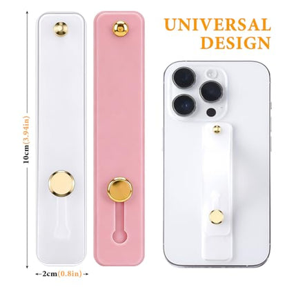 2-Pack White Silicone Phone Strap with Kickstand - Versatile Grip & Holder for Most Phones and Cases (Transparent * 1 + Light Pink * 1) - color: Transparent * 1 + Light Pink * 1