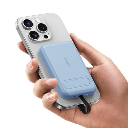 Mini Portable Charger, 5200 mAh Charger Power Bank Slim Small Chargers with Built-in Cable, Travel Battery Pack for iPhone 14/13/12/11 Pro/Pro Max/Plus/Mini/AirPods Blue - color: Blue