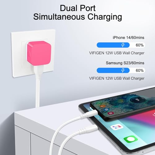USB Wall Charger for Samsung Flip 7 Phone Fast Charging for Samsung Galaxy Z Flip7 6 5 4/Z Fold7 6 5/A17 A16 5G A56 A36 A26 S25 Ultra,USB Power Block for iPhone 16e 16 15 14 13 12 Pro Max,Pixel 10 - color: Rose Red