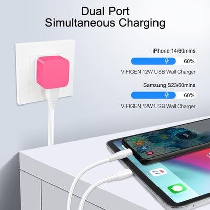 USB Wall Charger for Samsung Flip 7 Phone Fast Charging for Samsung Galaxy Z Flip7 6 5 4/Z Fold7 6 5/A17 A16 5G A56 A36 A26 S25 Ultra,USB Power Block for iPhone 16e 16 15 14 13 12 Pro Max,Pixel 10 - color: Rose Red