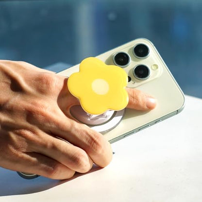 Cute Flower Series Collapsible Design Phone Grip (Magnetic, Orange) - color: Orange, style: Magnetic