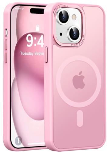 Newfuture Magnetic for iPhone 15 Case Matte Shockproof, Chalk Pink | Military Drop Protection, Slim Matte Anti-Fingerprint, Compatible with Magsafe, Camera Guard, Translucent Protective Cover - color: Chalk Pink, size: iPhone 15 6.1 inch