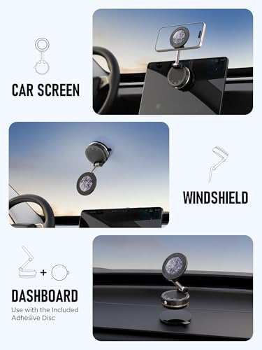 Upgraded Vacuum Magnetic Car Phone Holder for MagSafe[108+LBS Strongest Suction & 3000gf Strongest Magnetic],360° Adjustable Suction Cup Phone Mount for Car,Gym,Mirror,Men Women-Black - color: Black