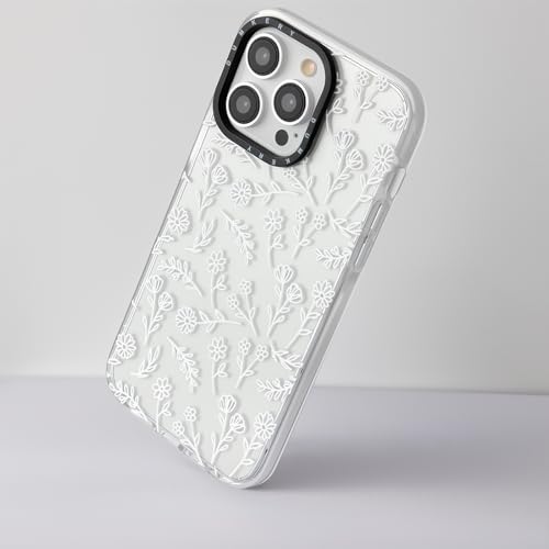 Dumkery Cute White Flowers Case Compatible with iPhone 13 Pro Max Clear Case, Floral Aesthetic Pattern, Soft TPU Full Body Protection Shockproof Slim Cases Cover for Girls Women - size: iPhone 13 Pro Max