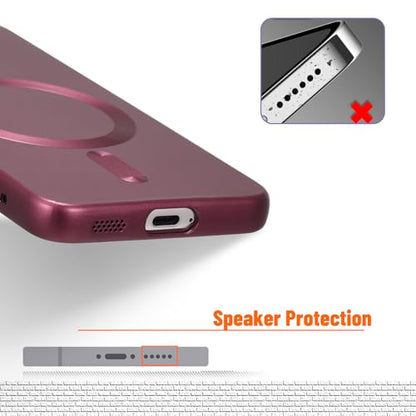 Magnetic for Samsung Galaxy S21 FE Case,Soft Silicone Slim Fit Anti-Scratch Phone Case Cover with Camera Protection,Compatible with MagSafe,Burgundy - color: Burgundy, size: S21 FE