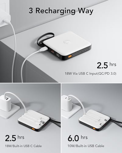 VRURC Battery Pack Portable Charger 10000mAh, 22.5W Fast Charging - color: White