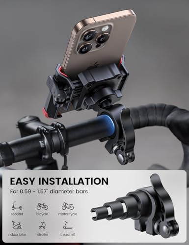 Lamicall Motorcycle Bike Phone Mount, 1s Lock Bike Phone Holder - color: Red