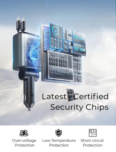 LISEN Retractable Car Charger USB C Fast Charge for iPhone 18 17 Pro Max - color: Grey