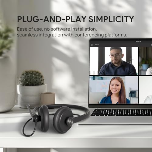 Yealink UH34 Wired Headset,USB-A,Noise Canceling Mic,in-Line Control,On-Ear - size: Middle