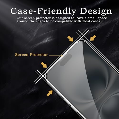 [2+2 Pack] Privacy Screen Protector for iPhone 16, Anti-Spy Shatterproof Tempered Glass with Camera Lens Tempered Glass 9H Hardness Bubble Free Anti-Glare Case Friendly