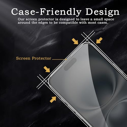 [2+2 Pack] Privacy Screen Protector for iPhone 16, Anti-Spy Shatterproof Tempered Glass with Camera Lens Tempered Glass 9H Hardness Bubble Free Anti-Glare Case Friendly