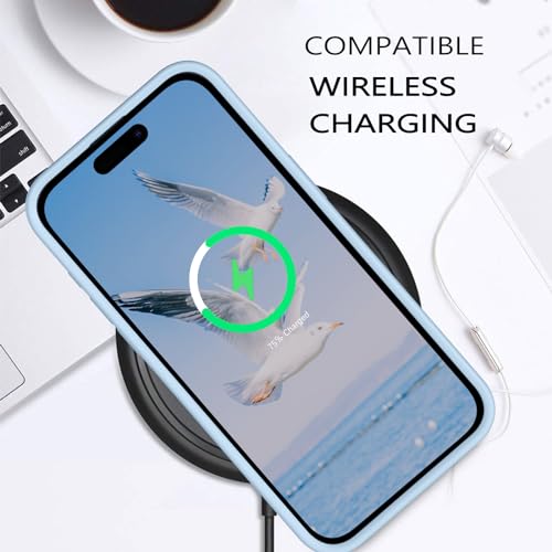 GUAGUA Compatible with iPhone 15 Pro Max Case 6.7 Inch Liquid Silicone Soft Gel Rubber Slim Microfiber Lining Cushion Texture Cover Shockproof Protective Case for iPhone 15 Pro Max, Light Blue - color: Light Blue, size: iPhone 15 Pro Max