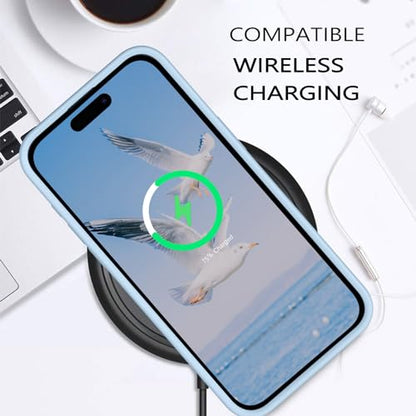 GUAGUA Compatible with iPhone 15 Pro Max Case 6.7 Inch Liquid Silicone Soft Gel Rubber Slim Microfiber Lining Cushion Texture Cover Shockproof Protective Case for iPhone 15 Pro Max, Light Blue - color: Light Blue, size: iPhone 15 Pro Max