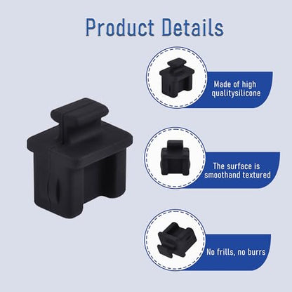 5 PCS SFP-B Port Anti-dust Plugs, Silicone Covers Caps Stoppers, Port Protector for Ethernet SFP Port, 0.55 x 0.47 x 0.67 (LxWxH) - size: SFP-B/Black/5 PCS