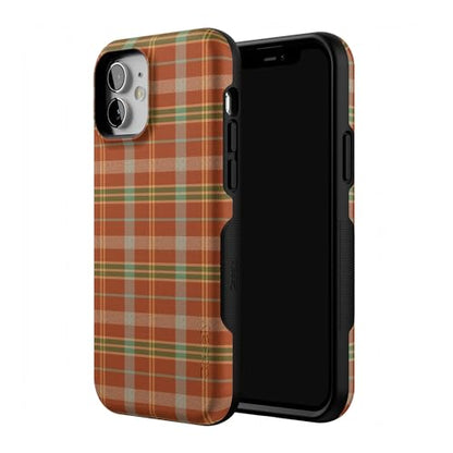 Casely iPhone 12 Mini Case | Spiced Chai | Fall Plaid | Bold Protective Design | MagSafe Compatible Design - color: Spiced Chai | Fall Plaid, size: Iphone 12 Mini