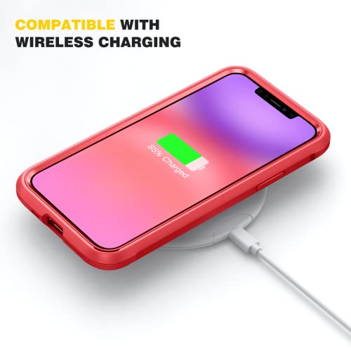 Diaclara Compatible with iPhone 11 Case, Full Body Rugged with Built-in Touch Sensitive Anti-Scratch Screen Protector, Soft TPU Bumper Case Clear Compatible with iPhone 11 6.1" (Red and Clear) - color: Red, size: iPhone 11