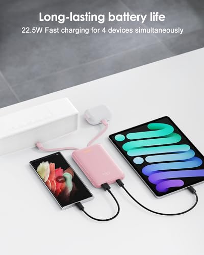Portable Charger 10000mAh, 22.5W Fast Charging Power Bank - color: Pink