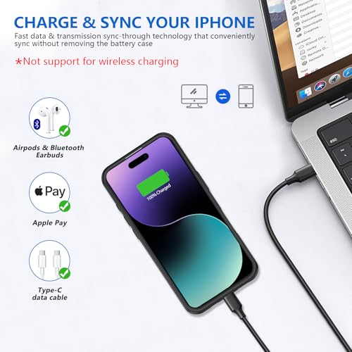 BOPPS Battery Case for iPhone 16 Pro Max 【2026 New】 Ultra-Slim 8500mAh Portable Portable Protective Charger Case Support Carplay Compatible with iPhone 16 Pro Max Charging case,Black