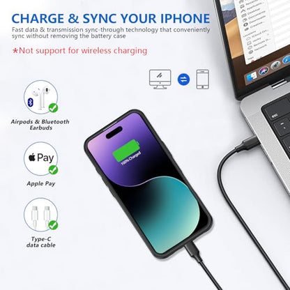 BOPPS Battery Case for iPhone 16 Pro Max 【2026 New】 Ultra-Slim 8500mAh Portable Portable Protective Charger Case Support Carplay Compatible with iPhone 16 Pro Max Charging case,Black