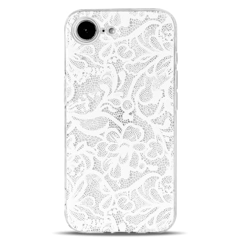NITITOP Compatible for iPhone 16e / 17e Case Flower - White | Cute, Clear, Stylish, Lace vines floral design, For Women Girls, silm, Soft TPU, Shockproof, Waterproof - color: White, size: iPhone 16e / 17e