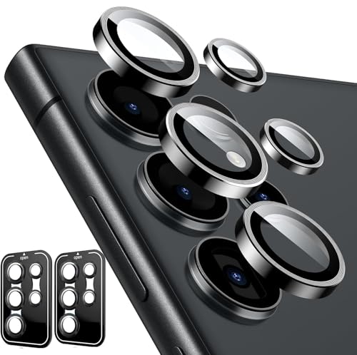 Zeking (2 Set) for Samsung Galaxy S25 Ultra 5G Camera Lens Protector, Scratch-Resistant HD Clarity Ultra-Thin 9H Tempered Glass with Aluminum Edging, Individual Metal Lens Cover (Black) - color: Black