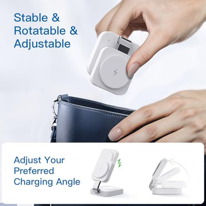 2026 Traveling Wireless Mag-Safe Fast Magnetic 3 in 1 Charging Station - color: White