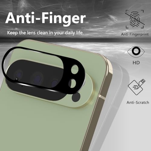 2 Pack Camera Lens Frame for Google Pixel 10 Pro XL, 9H Glass Screen Protector Anti-Scratch, Tempered Glass Camera Cover Accessories for Google Pixel 10 Pro XL, Black - size: for Google Pixel 10 Pro XL