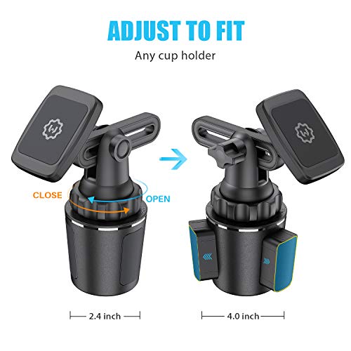 Magnetic Cup Holder Phone Mount – Universal Car Mount with Adjustable Base and Extendable Arm, Compatible with All Smartphones