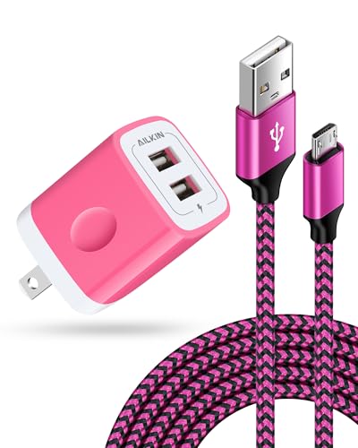 Android Fast Charger for Kindle Fire Wall Adapter + 6FT Micro USB Cable - color: Pink, style: Micro