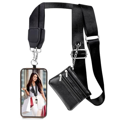 XANGNIER Clip and Go Strap for Phone with Wallet Crossbody,Black - color: Black