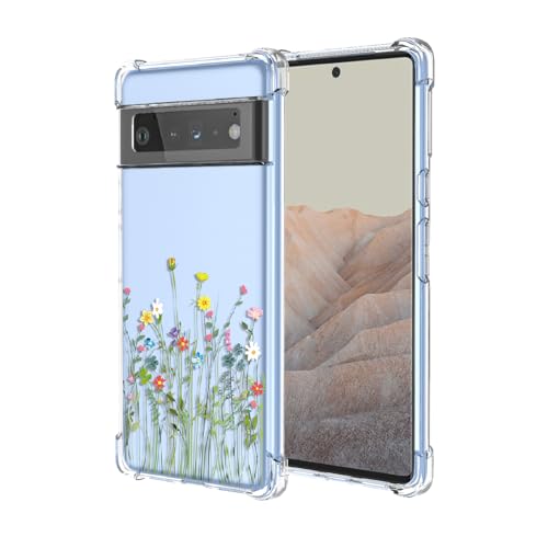 Case for Pixel 6 Google 6 Clear Flower Phone Case Soft TPU Shockproof Bumper Anti-Scratch Protective Phone Cover for Google Pixel 6,Little Wild Flowers - color: Little Wild flowers, size: For Google Pixel 6