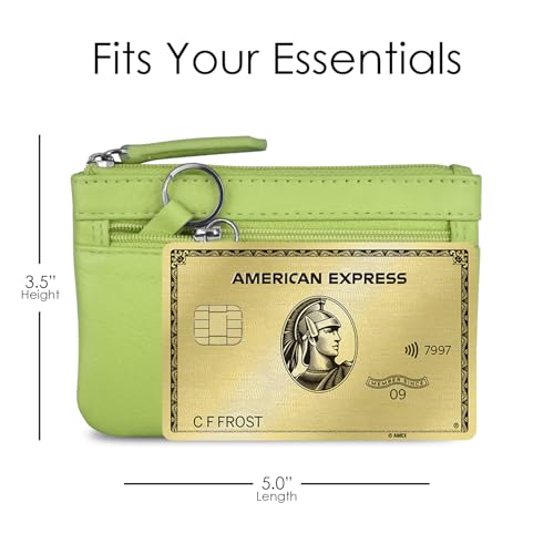 ili New York Leather Mini Compact Coin Purse - Pear - color: Pear