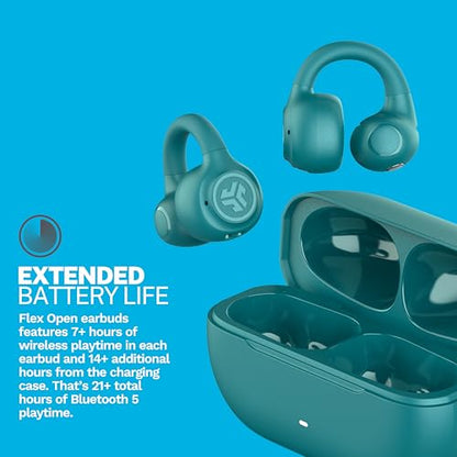 JLab, Flex, Open Ear Earbuds, Clip On True Wireless Bluetooth Earbuds, Teal - color: Teal