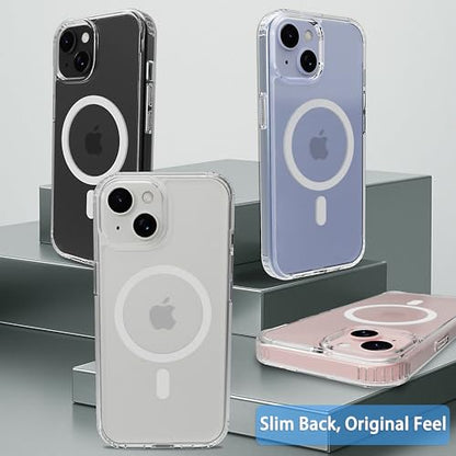 Magnetic iPhone 15 case,Compatible with Magsafe, Military-Grade Protection,Slim Translucent Matte Shockproof with Anti-Scratch Anti-Fingerprint Phone Cover (Transparent, iPhone 15) - color: Transparent, size: iPhone 15
