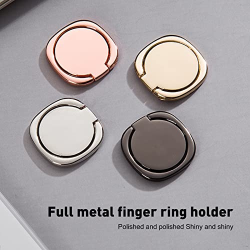 [2 Pack] Matte Rounded Corners Ultra-thin Cell Phone Ring Holder Stand,360 Degree Rotation and 180 Degree Adjustable Finger Ring Kickstand with Frosted Metal Phone Grip (Rose Gold)