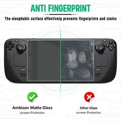 Ambison 2 Pack Matte Glass Screen Protector for Steam Deck 7.0''/Steam Deck OLED 7.4'', Anti Glare & Anti Fingerprint, High Sensitivity, 9H Tempered Glass Film, Scratch Resistant, Bubble Free - size: Steam Deck*2Pcs
