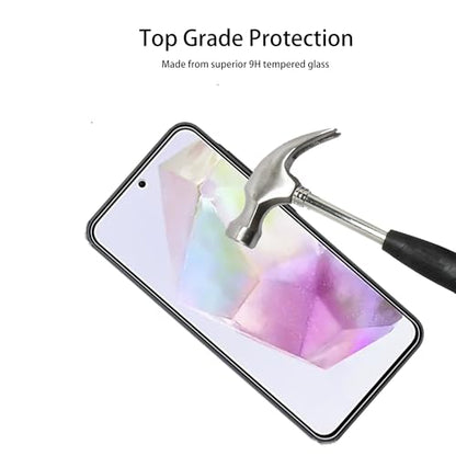 [2+2 Pack Tempered Glass Film For Samsung Galaxy A35 5G Screen Protector 2-Pack with Camera Lens Protector 2-Pack