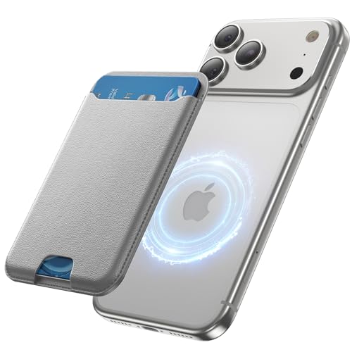 TWZKG for MagSafe Wallet, 3 Cards Holder, Slim Magnetic Phone Wallet for iPhone 17/16/15/14/13/12 Pro Max Plus Air Series,RFID Blocking Vegan Leather,Grey - color: Grey