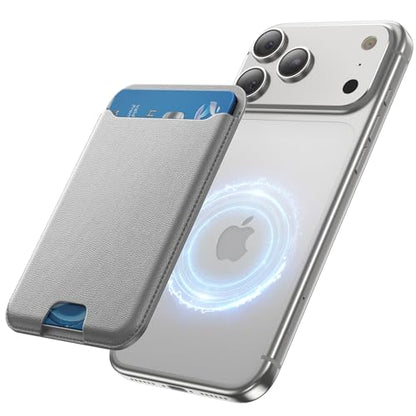 TWZKG for MagSafe Wallet, 3 Cards Holder, Slim Magnetic Phone Wallet for iPhone 17/16/15/14/13/12 Pro Max Plus Air Series,RFID Blocking Vegan Leather,Grey - color: Grey