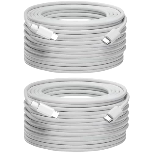 15FT USB C Cable 2 Pack, USB C to USB C Charging Cable 60W Fast Charge - color: Off White, size: 15FT