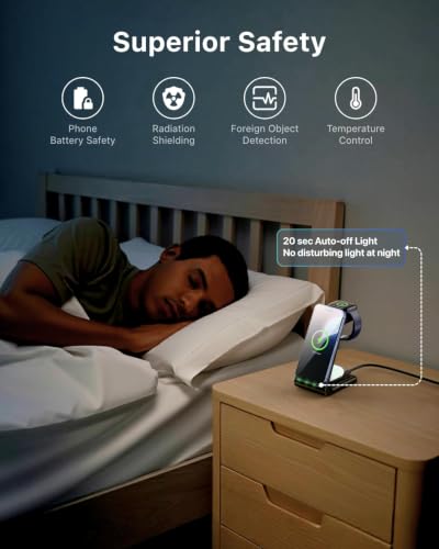 Intoval 3 in 1 Wireless Charging Station for iPhone and Apple Watch,Fast Wireless Charger Stand,Compact Desk Charging Dock for iPhone17 16 15 14 13/Pro/Max, iWatch11 10 9 Ultra/SE 3/3,AirPods - color: Black