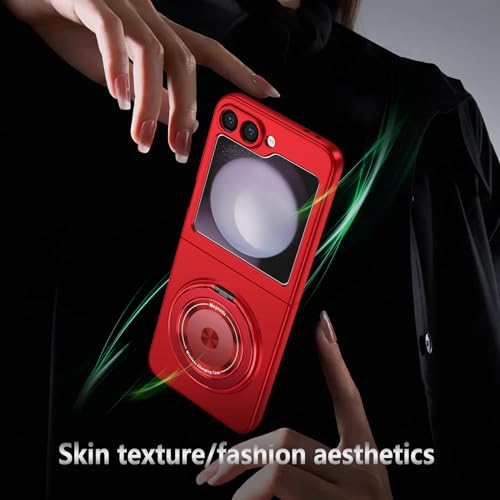 Magnetic Case for Samsung Galaxy Z Flip 6, [Compatible with MagSafe] Military Grade Shockproof Slim fit Samsung Z Flip 6 Phone Case with Magnetic Ring Kickstand, Red - color: Red, size: Samsung Galaxy Z Flip 6
