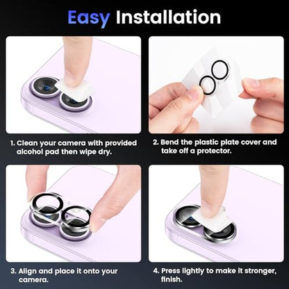 Tensea 3Pcs for iPhone 17/iPhone 16 Camera Lens Protector - size: for iPhone 17/ iPhone 16