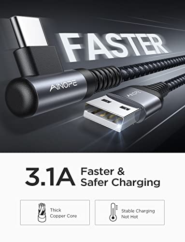 AINOPE 2 pac 1M Nylon Braided USB C Charging Cable Compatible with Galaxy S21+ Ultra, iPad mini/Air/Pro, Pixel 6X - color: Space Grey, size: 3.3FT+3.3FT