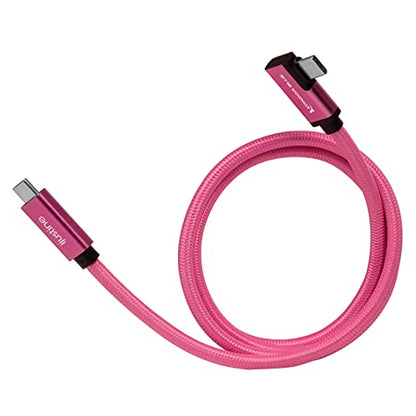 KONDOR BLUE x iJustine | 1' FT USB-C to USB-C Right Angle | USB 3.1 Gen 2, 10Gb/s Data Transfer Speeds, 100W Charging, & 4K Display Support | Pink - size: 1 Foot