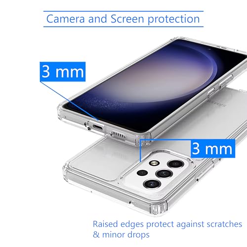 Crystal Clear case for Samsung Galaxy A33 5G [Non-Yellowing][10FT Military Grade Protection] Anti-Scratch Protective Transparent Cover with Acrylic Hard(Back) + Soft TPU Bumper(Sides) - Clear