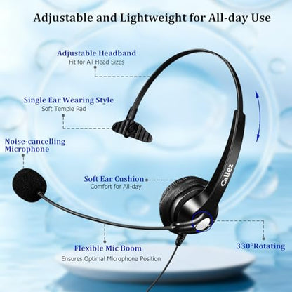 Callez Mono RJ9 Telephone Headset for Avaya Plantronics Mitel ShoreTel NEC