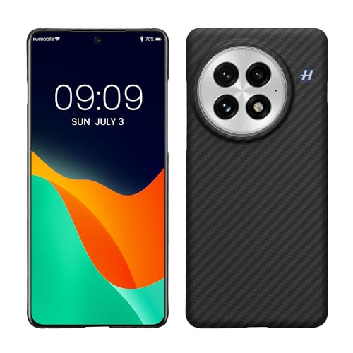 kalibri Aramid Fiber Case Compatible with OnePlus 13 - Case Super Slim Strong Protective Phone Cover - Black Matte - size: 13