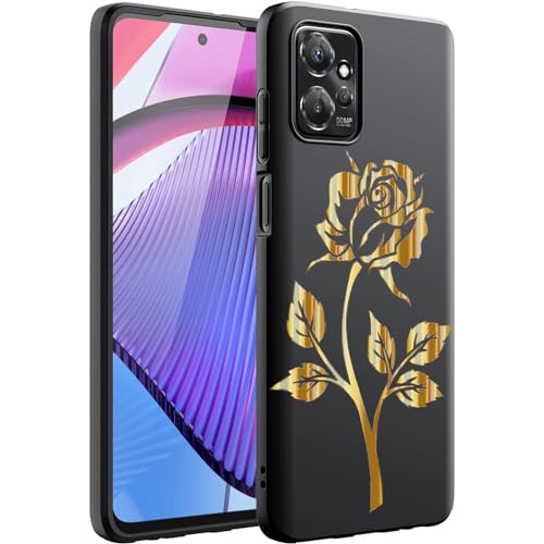 for Motorola Moto G Power 5G 2023 case, Phone Case Silicone Black with Rose Pattern Design Slim Shockproof Soft TPU Girls Women Protective Cover Skin for Moto G Power 5G 2023 6.5". Rose 1